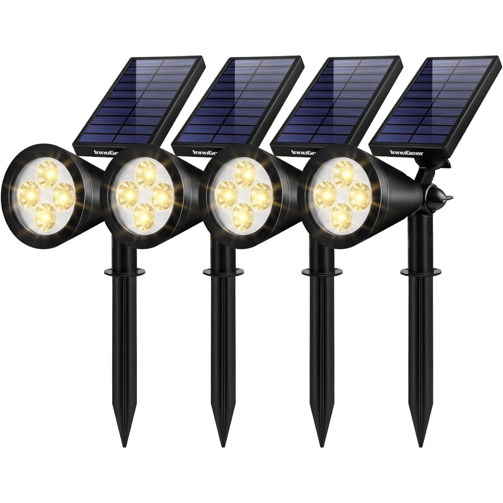 Outdoor Lighting Options - ソーラーライト屋外用、ウォームホワイト、防水、自動オン/オフ、明るさ調整可能、2つの設置オプション、ソーラースポットライト通路