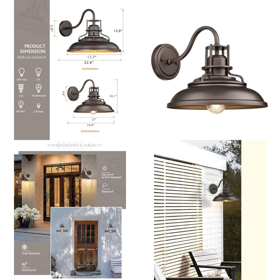 Wall Lighting Outdoor - 屋外納屋用照明器具、屋外照明器具、ヴィンテージファームハウス屋外照明器具、正面用外壁照明器具