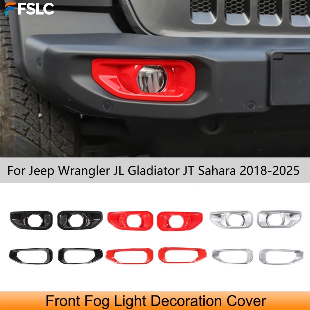 Outdoor Lighting Manufacturers - ジープ・ラングラーJL・グラディエーターJT・サハラ2018-2025用フロントフォグライト装飾カバートリムステッカー外装アクセサリー