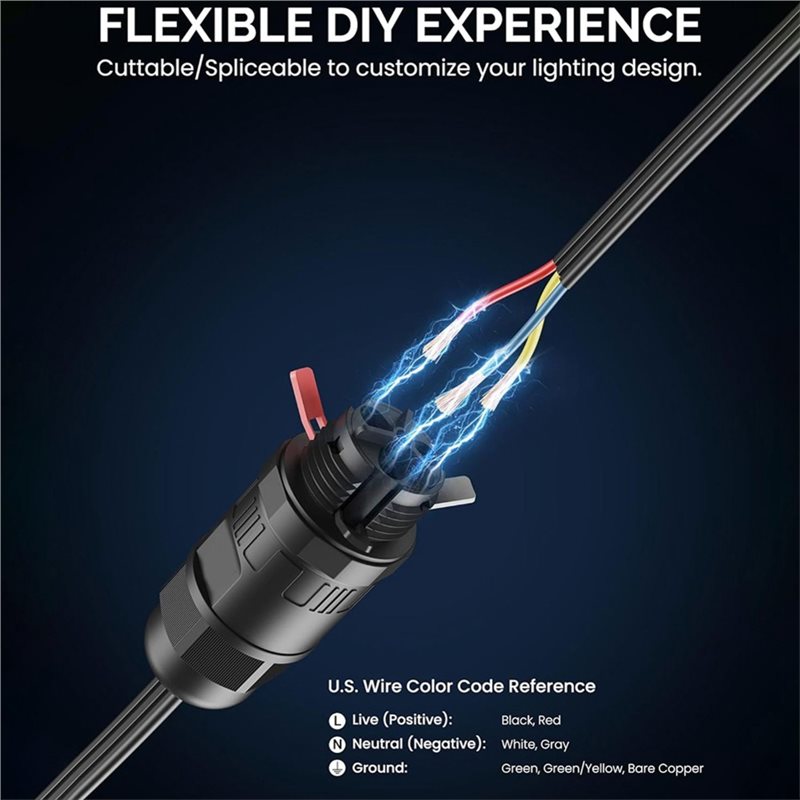 Outdoor Lighting Govee - DT17 防水スプライスコネクタ オス出力 ゴービー屋外照明延長ケーブル用ワイヤコネクタ