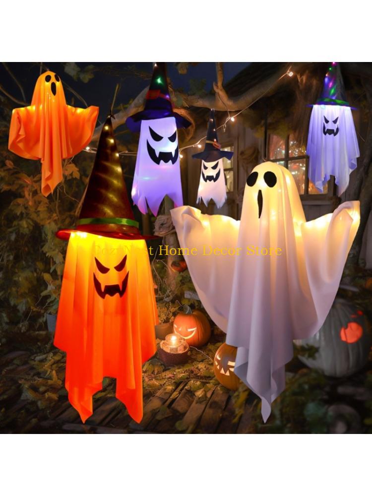 Outdoor Lighting Low Voltage - 92MF 神秘的な光るハロウィン LED ライト幽霊装飾銅線デザイン屋内屋外休日の雰囲気