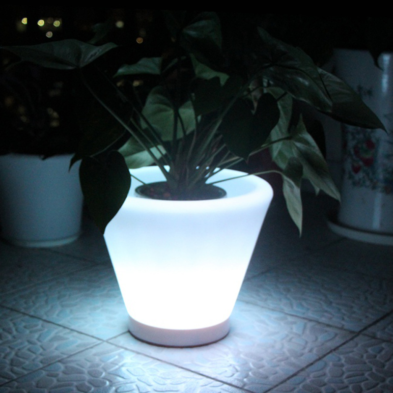 Outdoor Lighting Options - D28*H29cm、D38*H40cm、発光フラワーポット、LEDフラワープランター、LED屋内ライト、屋外バー家具、2サイズオプション、1個