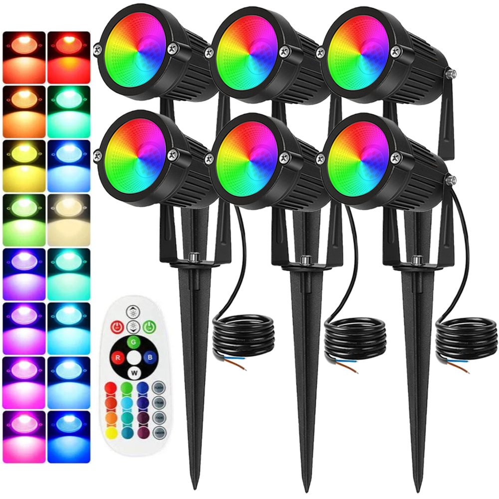 Outdoor Lighting Garden - RGBW景観照明10Wリモコン付きスポットライト110V 220V IP65防水、庭、木、芝生、庭園、屋外、クリスマスライト用