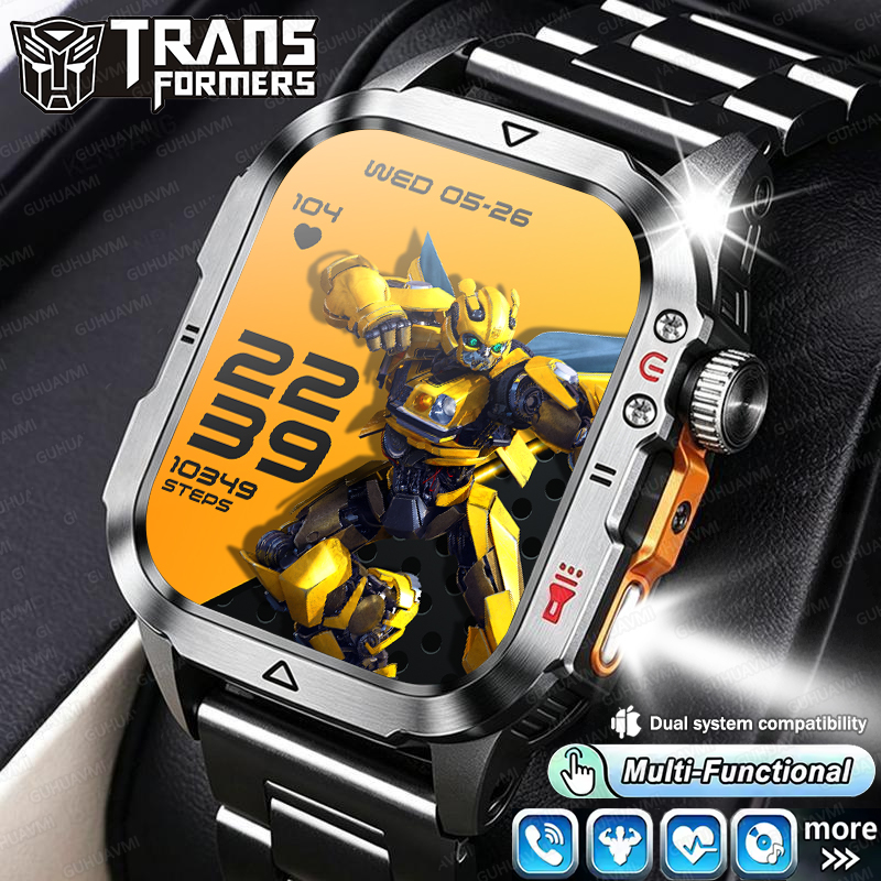 Outdoor Lighting Transformer Box - 2026年版トランスフォーマー新型1000mAhバッテリー搭載スマートウォッチ、アウトドア向け耐久性・堅牢性に優れたGPS時計、懐中電灯、防水機能付きスポーツメンズスマートウォッチ