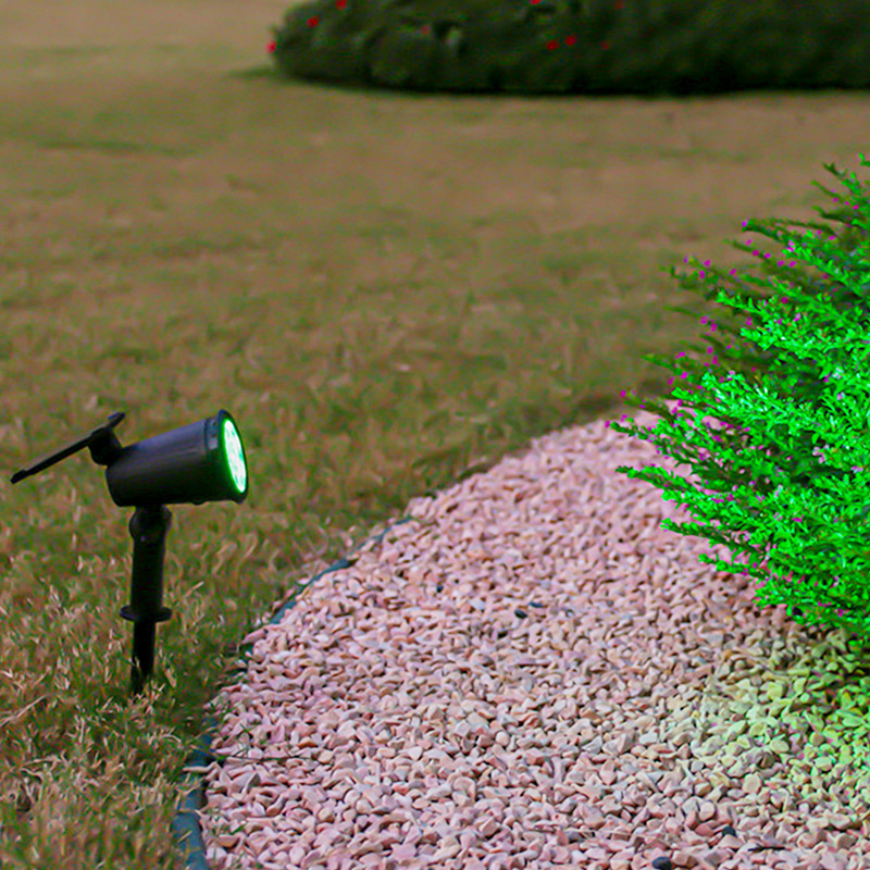 Outdoor Lighting Options - 9 LEDソーラースポットライト屋外用、3つのライトオプション（白/温白色/RGBカラーチェンジ）、ソーラーランドスケープライト、地面用杭打ち式/壁掛け式