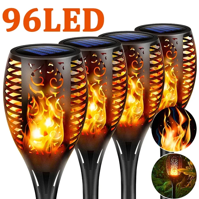 Outdoor Lighting Low Voltage - 96 LED 屋外ソーラートーチライト防水ガーデンパティオちらつきダンシングフレームランプ芝生照明