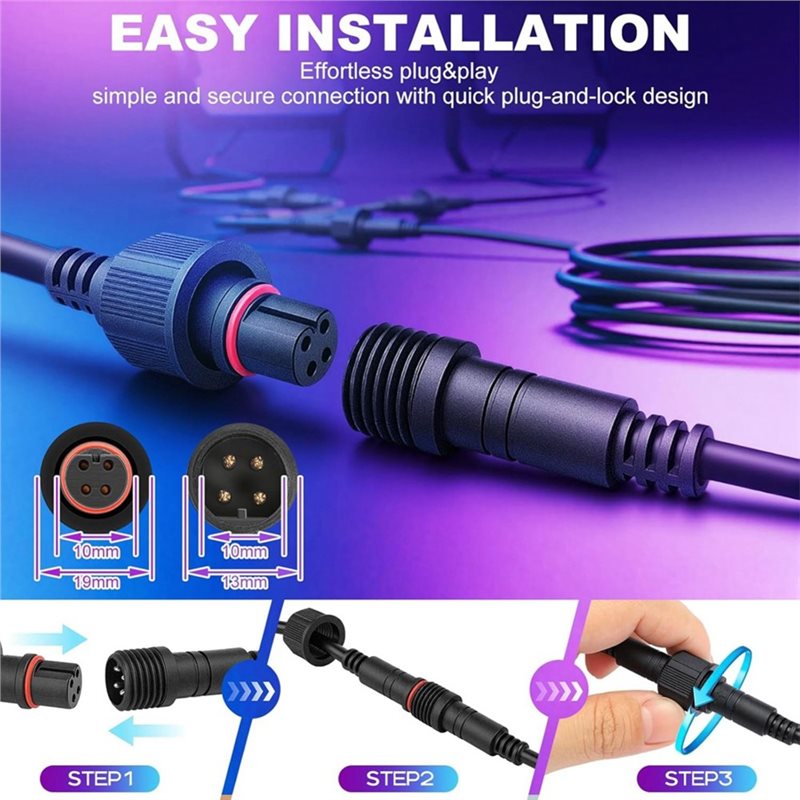 Outdoor Lighting Govee - 【HOT!】防水4ピン延長ケーブル防水コネクタコード-2本5フィートGovee屋外投光器用