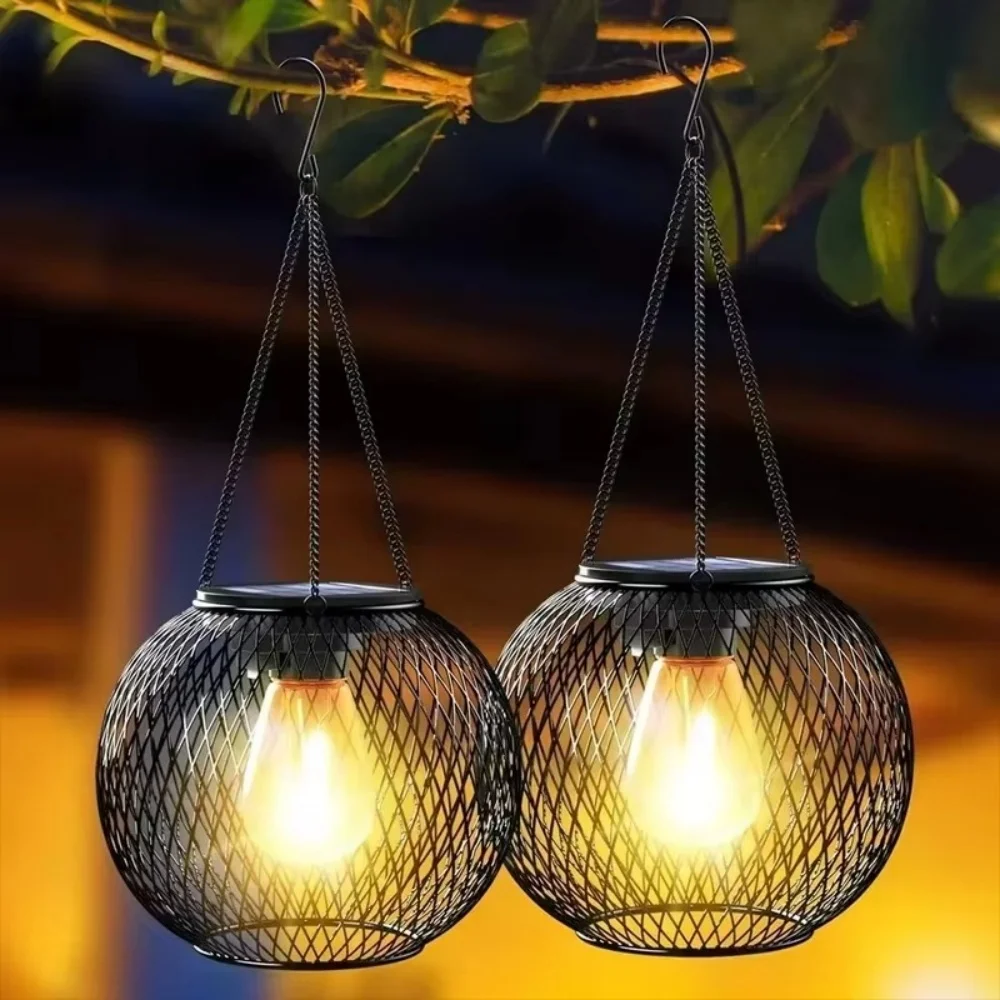 Outdoor Lighting Manufacturers - ソーラーランタン アイアンアート 屋外用 球形 吊り下げ式 防水