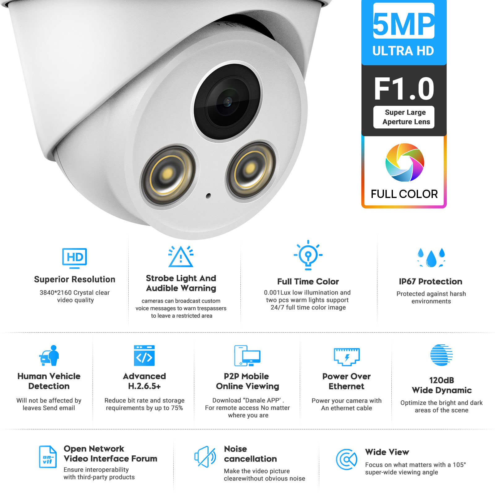 VIKYLIN 5MP フルカラーナイトビジョン IP カメ - Outdoor Lighting Options のレビューと価格