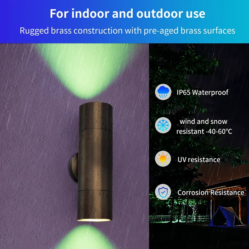 耐久性のある真鍮製屋外LEDウォールライト、IP65防水設計 - Wall Lighting Outdoor のレビューと価格