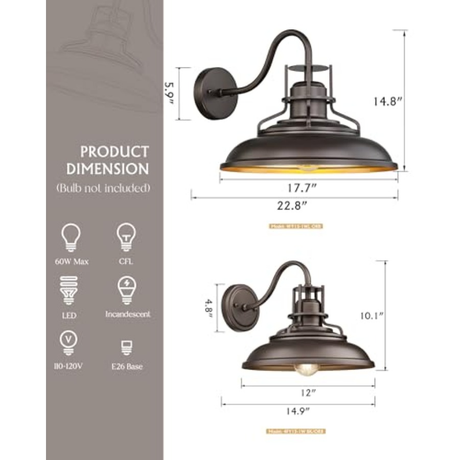 屋外納屋用照明器具、屋外照明器具、ヴィンテージファームハウス - Wall Lighting Outdoor のレビューと価格