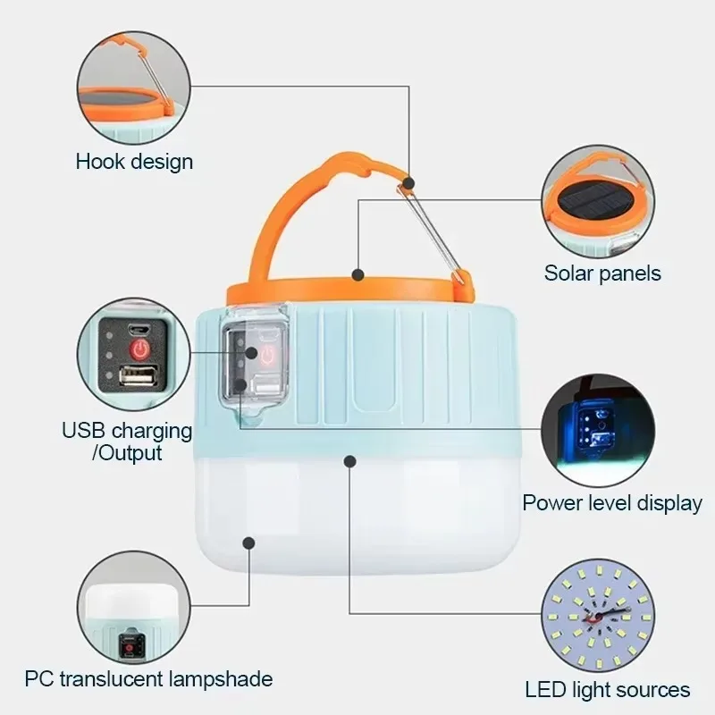 ソーラーキャンプランタン 充電式LEDポータブルワークライト - Outdoor Lighting Lanterns のレビューと価格
