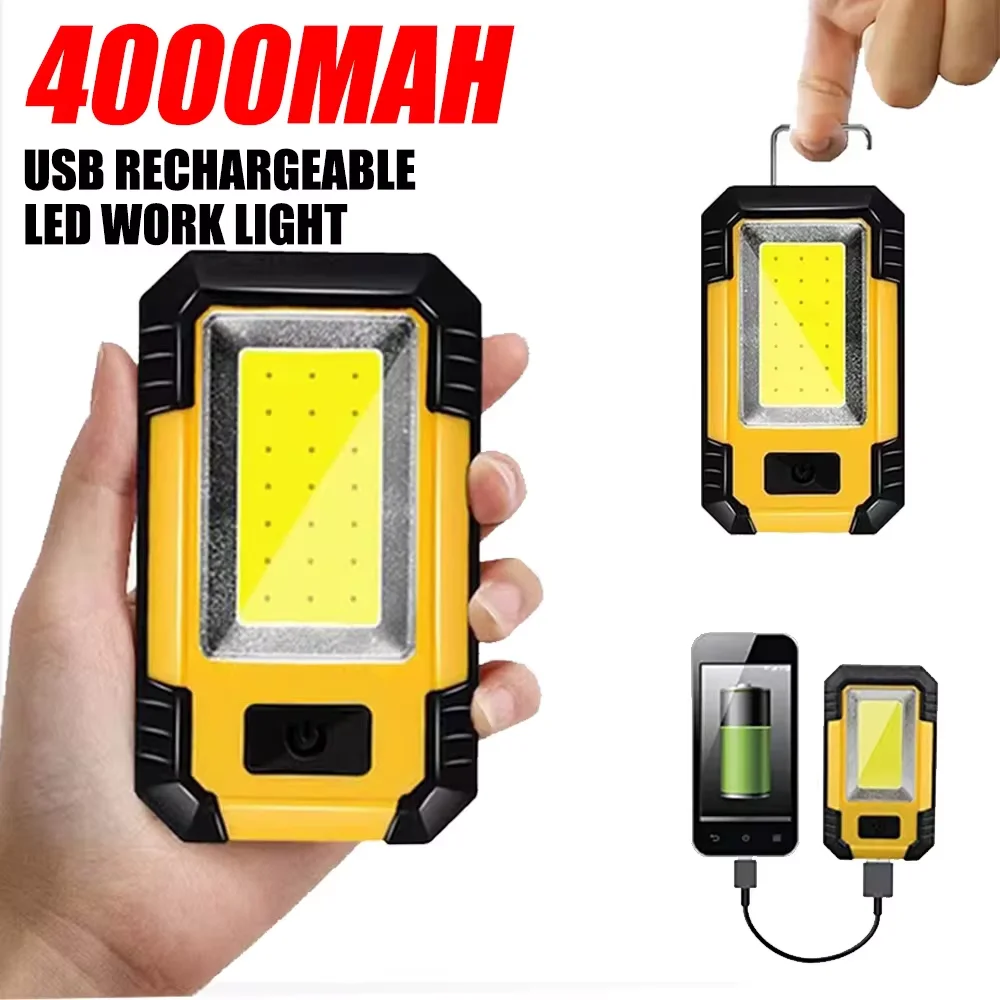 充電式 4000mAh 作業灯 超高輝度 COB フラッシュ - Outdoor Lighting Lanterns のレビューと価格