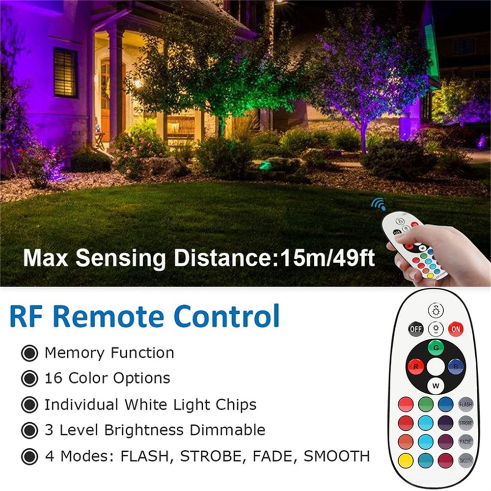 RGBW景観照明10Wリモコン付きスポットライト110V 2 - Outdoor Lighting Garden のレビューと価格