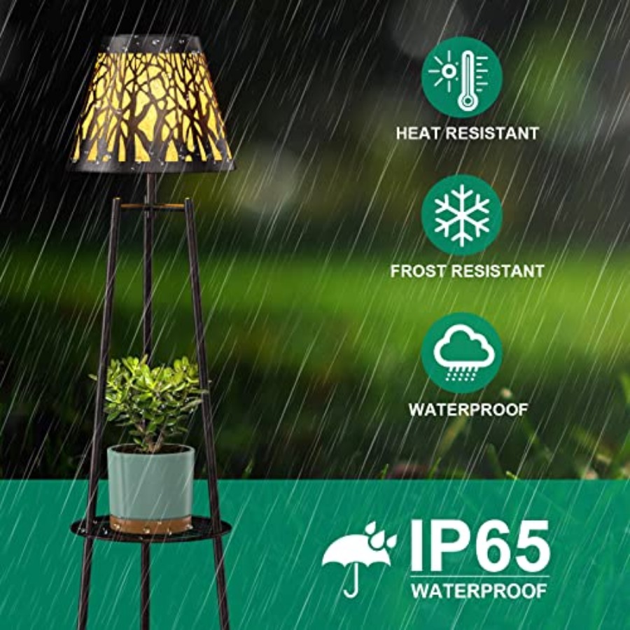 2パック屋外ソーラーフロアランプ、植物スタンド付き、防水メタ - Outdoor Lighting Garden のレビューと価格