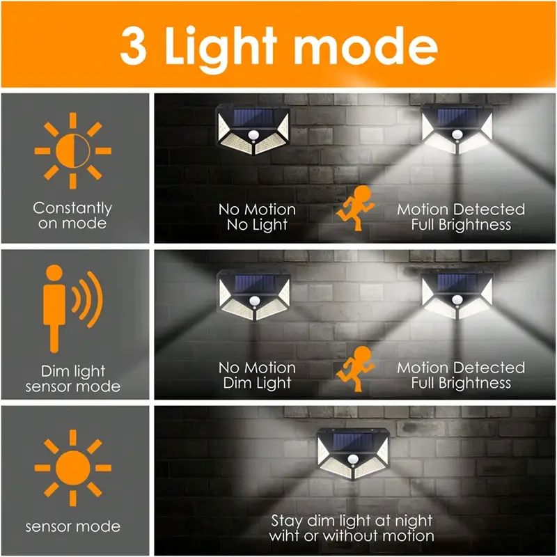 100LED屋外ソーラーガーデンライト、屋外モーションセンサ - Wall Lighting Outdoor のレビューと価格