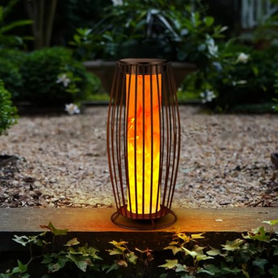 ソーラー屋外フロアランプ ちらつき炎ソーラー屋外ライト ソー - Outdoor Lighting Lanterns のレビューと価格