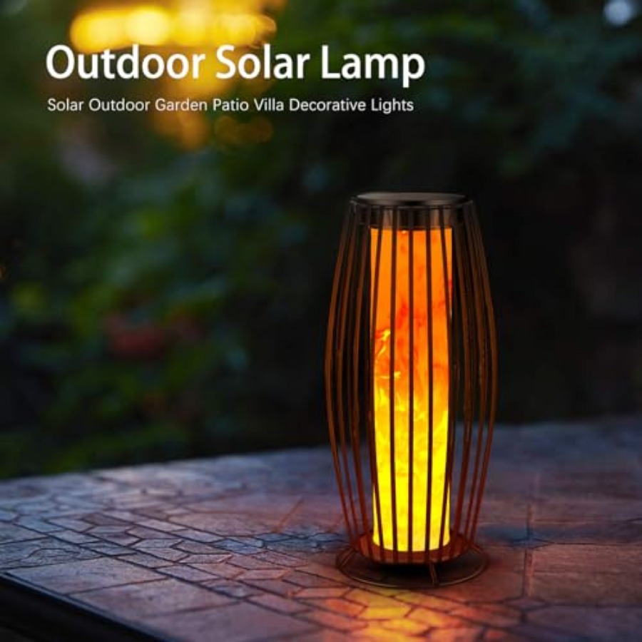 ソーラー屋外フロアランプ ちらつき炎ソーラー屋外ライト ソー - Outdoor Lighting Lanterns のレビューと価格