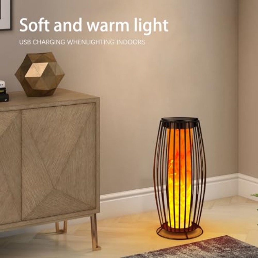 ソーラー屋外フロアランプ ちらつき炎ソーラー屋外ライト ソー - Outdoor Lighting Lanterns のレビューと価格