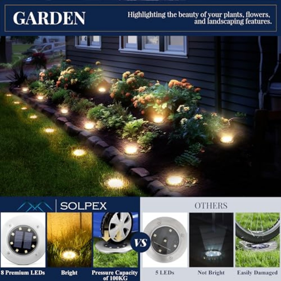 ソーラーグラウンドライト ソーラーライト 屋外防水 8 LE - Outdoor Lighting Garden のレビューと価格
