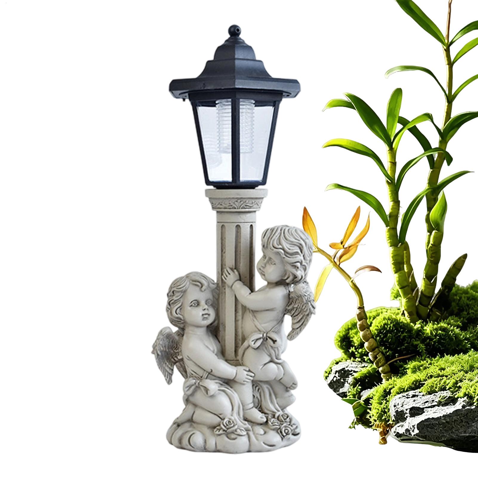 庭の彫像ライトアップ自動オン/オフ樹脂彫刻照明屋外彫像ソーラ - Outdoor Lighting Uplight のレビューと価格